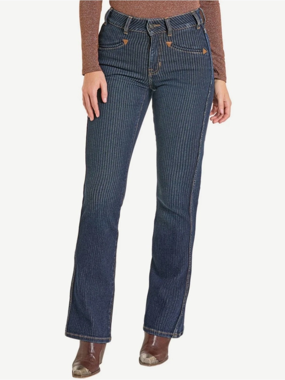 WEST DESPERADO HIGH RISE STRIPED JACQUARD BOOTCUT JEANS
